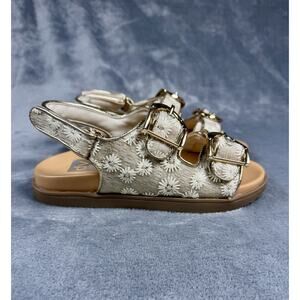 DV Dolve Vita Allanie Floral Embroidered Double Gold Buckle Sandals Girls Size 2